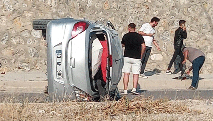 Kütahya’da takla atan aracın sürücüsü yaralandı