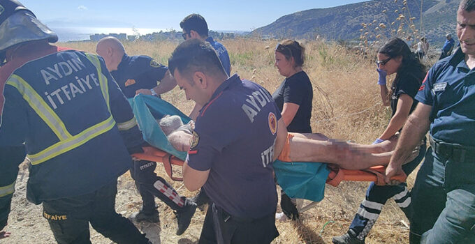Patlıcan közlerken uçurumdan yuvarlandı