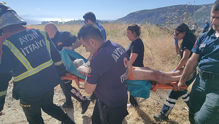 Patlıcan közlerken uçurumdan yuvarlandı