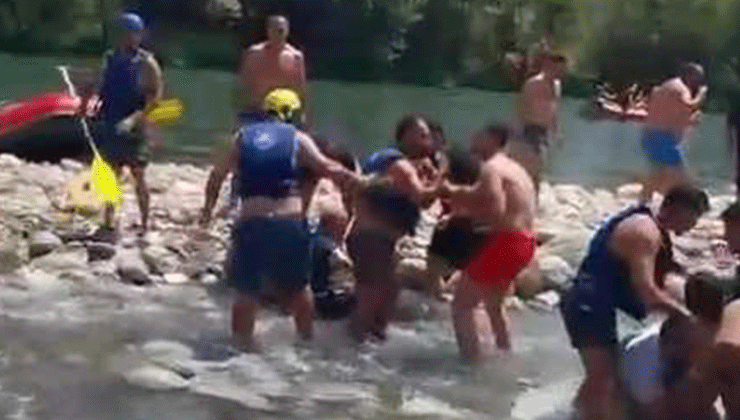 Rafting merkezinde can yeleği giyme tartışması kürekli kavgaya dönüştü