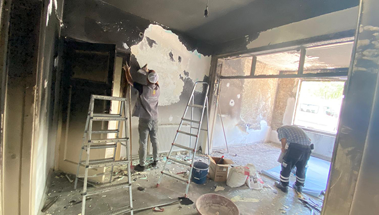 Seydişehir’de evi yanan aileye devlet eli