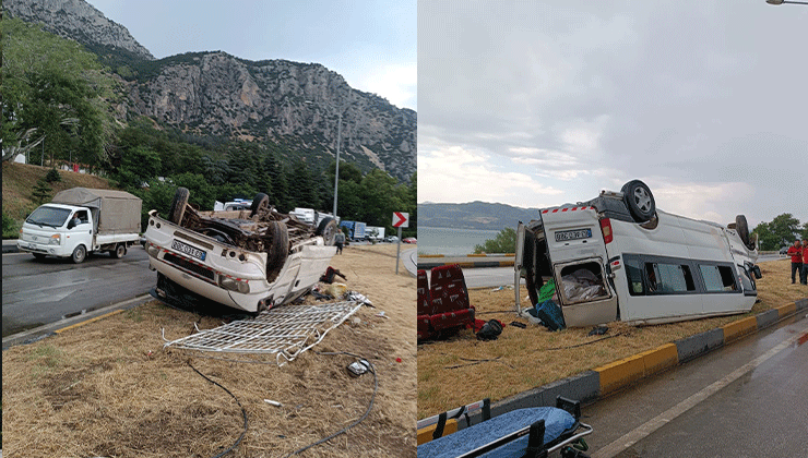 Eğirdir-Konya karayolu üzerinde minibüs devrildi: 1’i ağır 9 kişi yaralandı