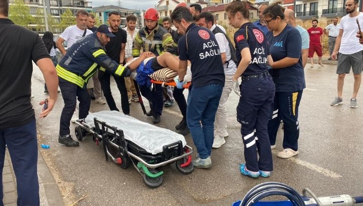 Bisikletten düşen çocuğun bacağına direksiyon saplandı