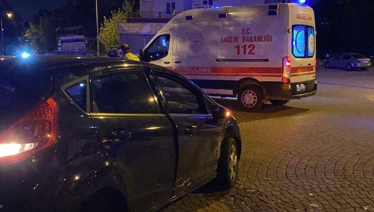 Kazada savrulan otomobil park halindeki otomobile çarptı: 2 yaralı