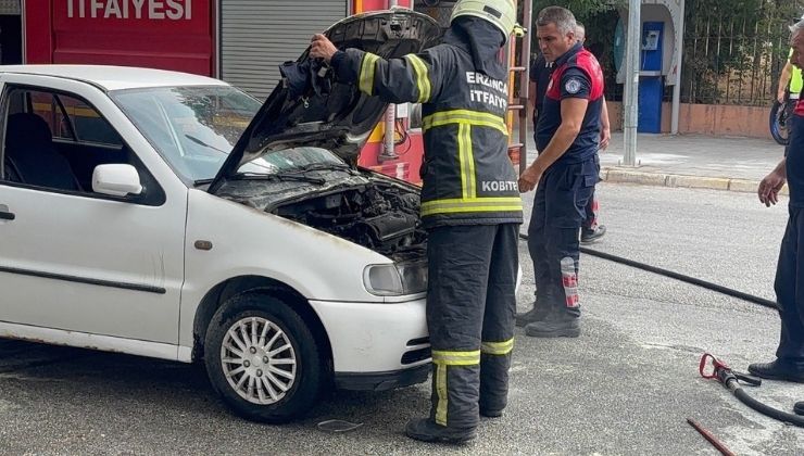 Erzincan’da seyir halindeki araç yandı