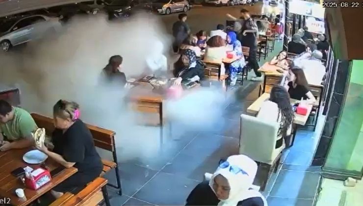 Yalova’da patlayan kamyon lastiği restoranda tozu dumana kattı