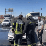 Aksaray’da seyir halindeki otomobilde yangın paniği