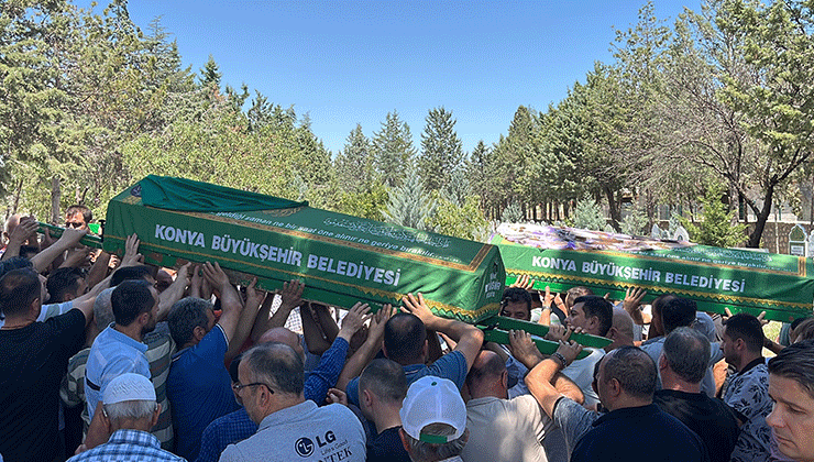 Konya’da derede boğulan kız kardeşlere acı veda