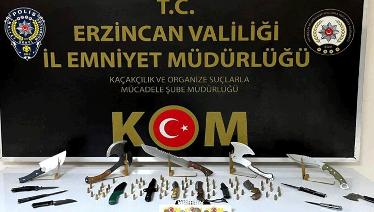 Erzincan’da tarihi eser niteliğinde bıçaklar ve fişekler ele geçirildi
