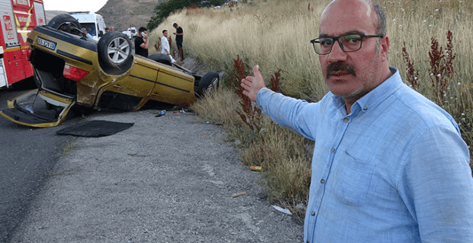 Erzurum’da refüje çarpan otomobil takla attı: 1 ölü, 1 yaralı