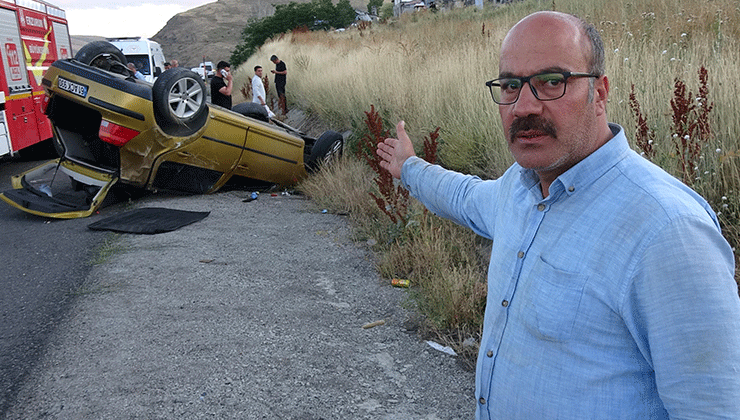 Erzurum’da refüje çarpan otomobil takla attı: 1 ölü, 1 yaralı