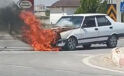 Karaman’da seyir halindeki otomobil alev alev yandı