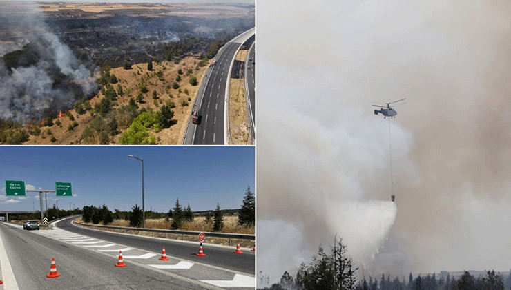 Kırklareli’nde ağaçlık alanda çıkan yangın nedeniyle Avrupa Otoyolu trafiğe kapatıldı