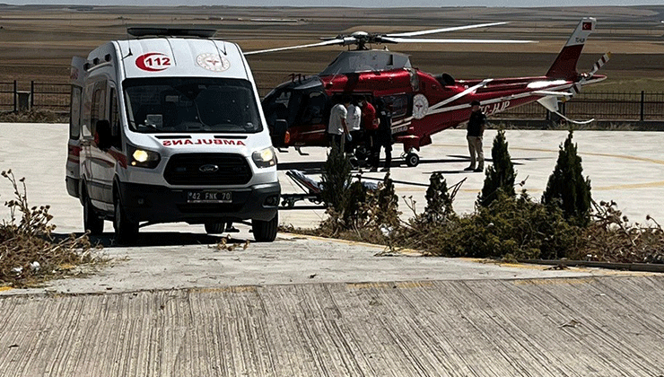 Kulu’da mide kanaması geçiren gurbetçiye hava ambulansı