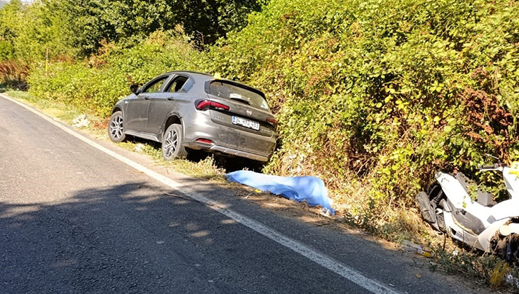 Motosikletle gezmeye gelen karı-koca kazada hayatını kaybetti