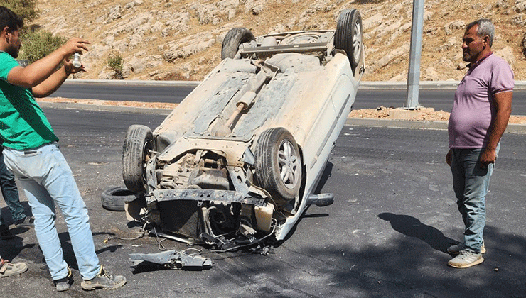 Adıyaman’da otomobil takla attı