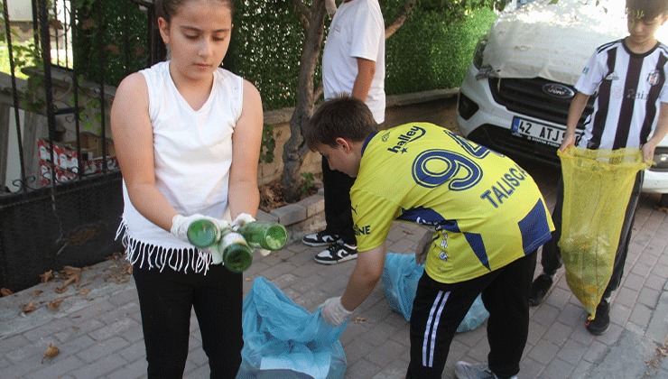 Konya’da çevreci çocuklardan örnek davranış