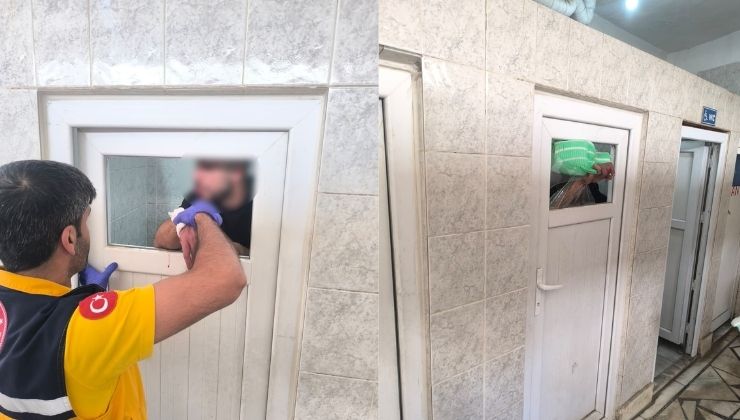 Madde krizine giren kişi caminin tuvalet camlarını parçaladı