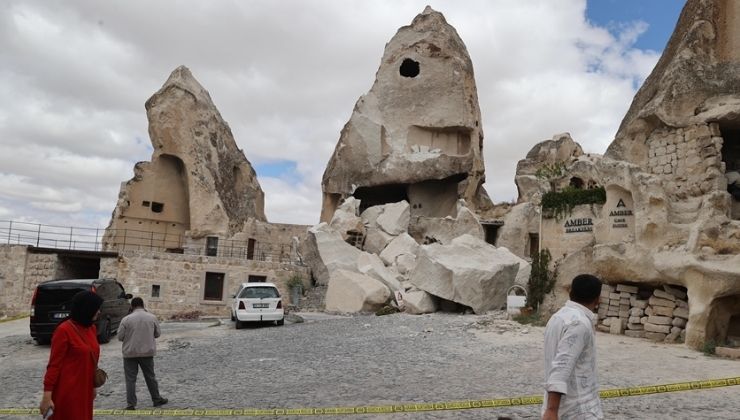 Nevşehir’de peribacasının bir bölümü çöktü