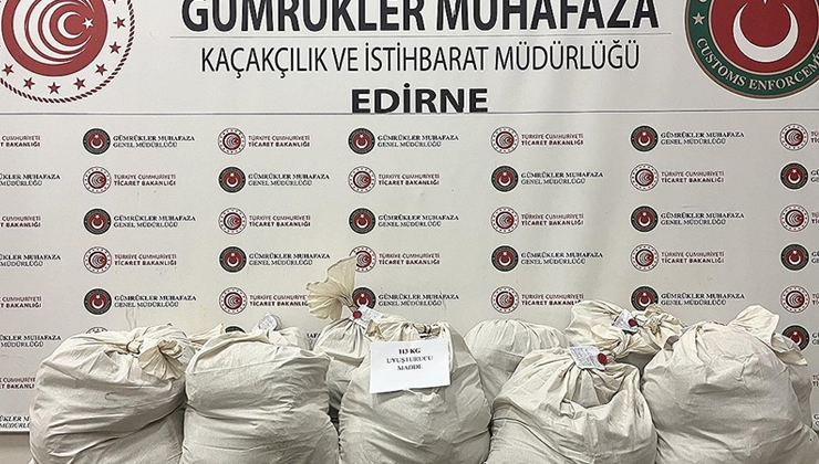 Kapıkule’de tır dorsesine gizlenmiş 113 kilo 664 gram esrar ele geçirildi