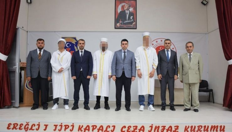 Konya’da cezaevinde hafız olan 3 hükümlü için icazet töreni yapıldı