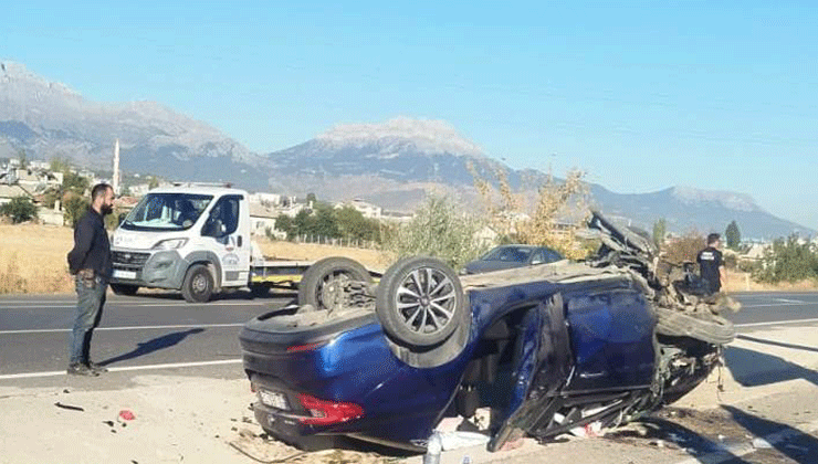 Konya’da devrilen otomobildeki 3 kişi yaralandı