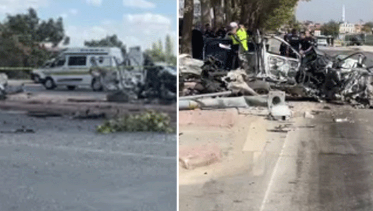 Konya’da otomobilin çarptığı araç ikiye bölündü: 1 ölü, 1 yaralı