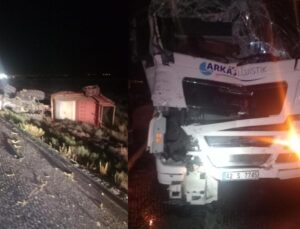 Konya’da tır traktöre bağlı tarım makinesine çarptı: 1 yaralı