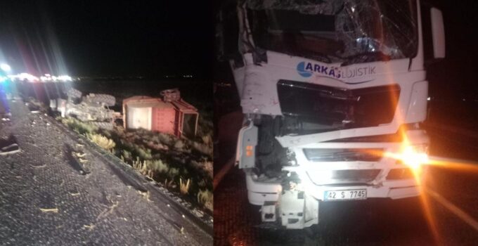 Konya’da tır traktöre bağlı tarım makinesine çarptı: 1 yaralı