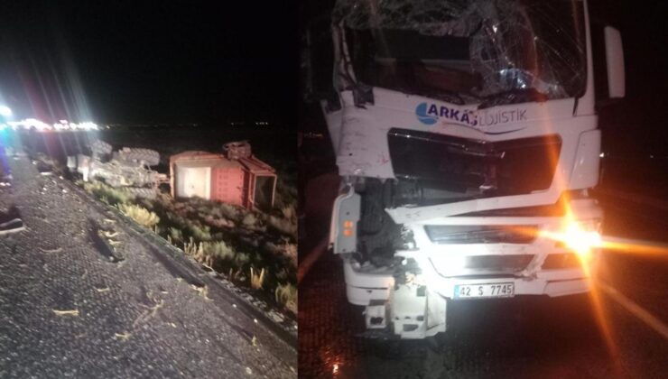 Konya’da tır traktöre bağlı tarım makinesine çarptı: 1 yaralı