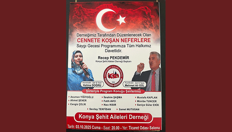 Şehitlere saygı gecesi düzenlenecek