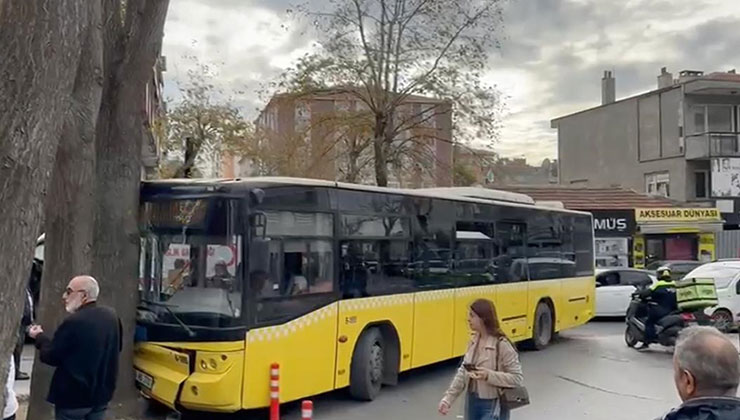 Bağcılar’da İETT otobüsü ağaca çarptı