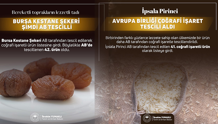 Bursa Kestane Şekeri ile İpsala Pirinci’ne AB’den coğrafi işaret tescili