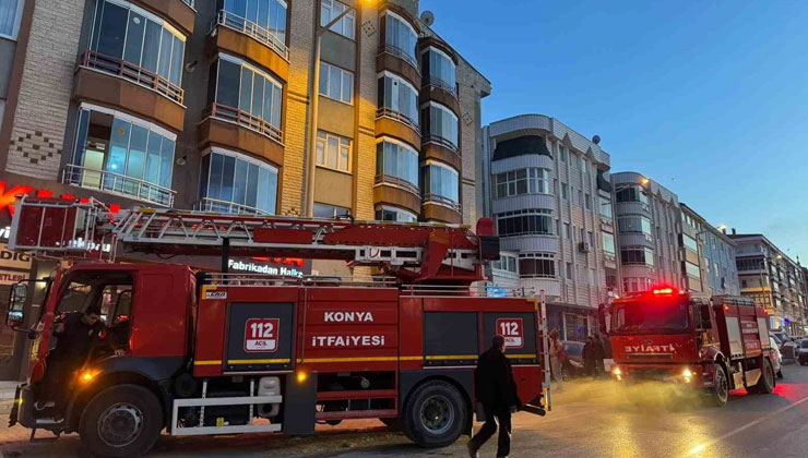 Konya’da apartmanda yangın paniği