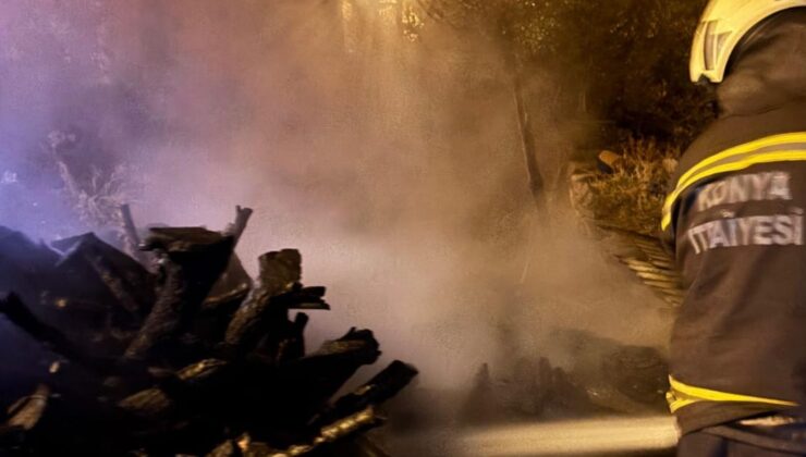 Konya’da çıkan yangında ev kullanılamaz hale geldi