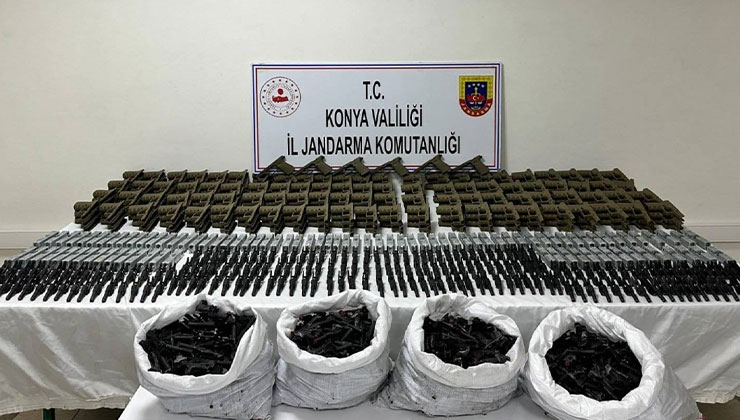 Konya’da çok sayıda silah parçası ele geçirildi
