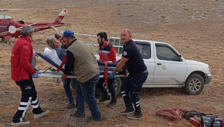 Konya’da dağlık alanda kalp krizi geçiren çoban hava ambulansıyla hastaneye kaldırıldı