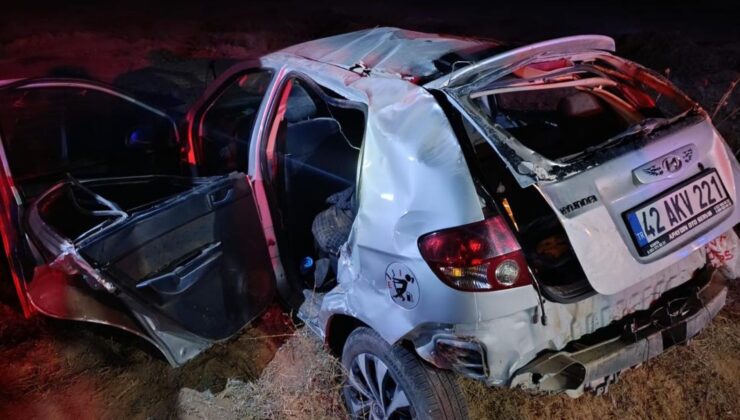 Konya’da şarampole devrilen otomobildeki 1 kişi öldü, 3 kişi yaralandı