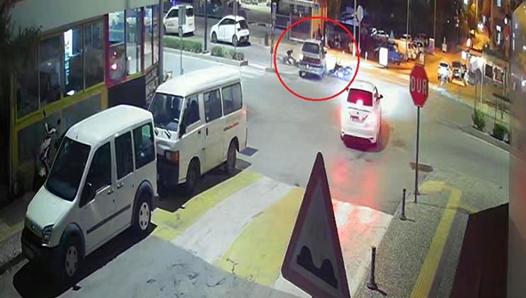 Motosikletli aracın üstünden takla atarak uçtu