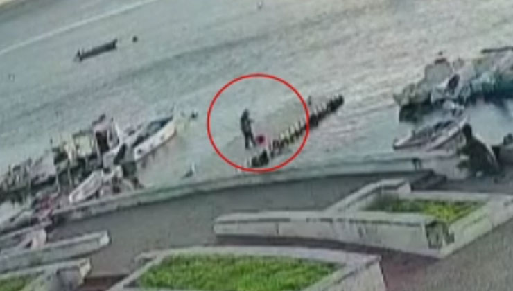 Kediye tekme atıp denize fırlattı