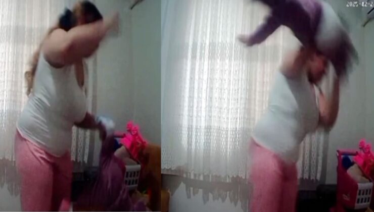 1 yaşındaki bebeğe anne şiddeti kamerada