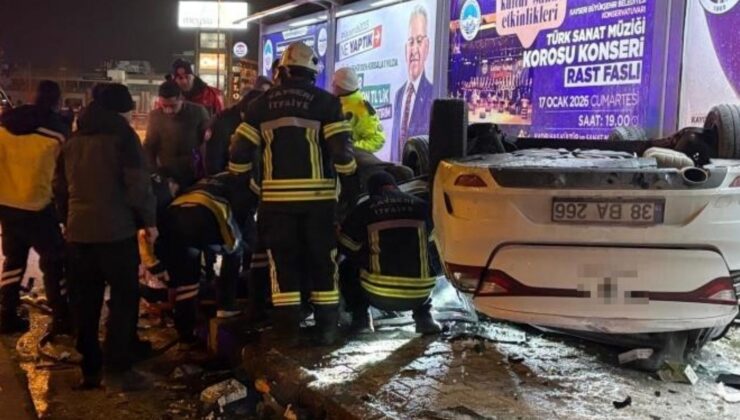 Kaza sonrası alev alan otomobilde can pazarı: 2’si ağır 3 yaralı