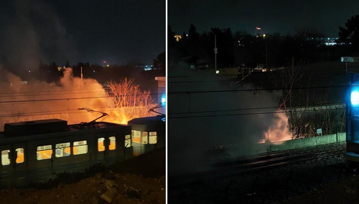 Metro durağının yanındaki elektrik kablolarında çıkan yangın söndürüldü