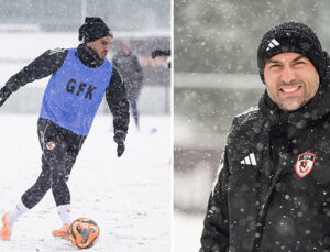 Kar yağışı altında Konyaspor’a hazırlanıyorlar!