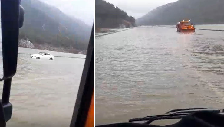 Dün yağan sağanak Konya yolunu göle döndürdü