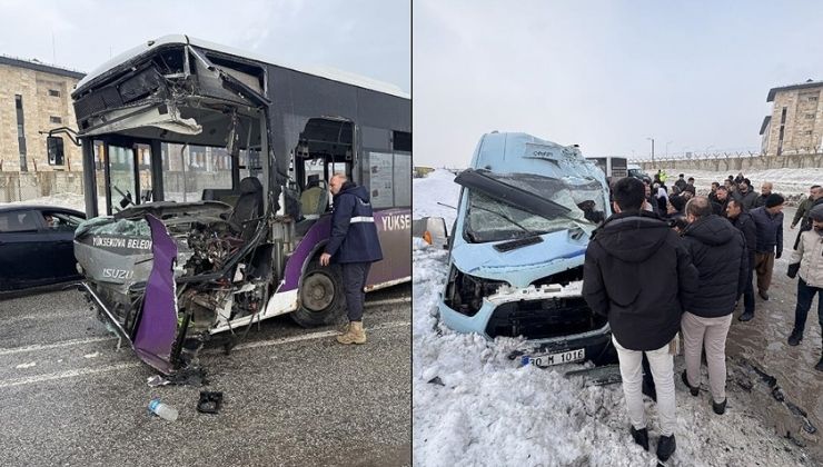 Hakkari’de otobüs ile minibüsün çarpıştığı kazada 18 kişi yaralandı