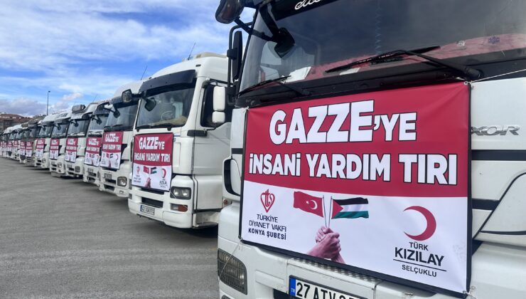 Konya’dan Gazze’ye 15 insani yardım tırı gönderildi