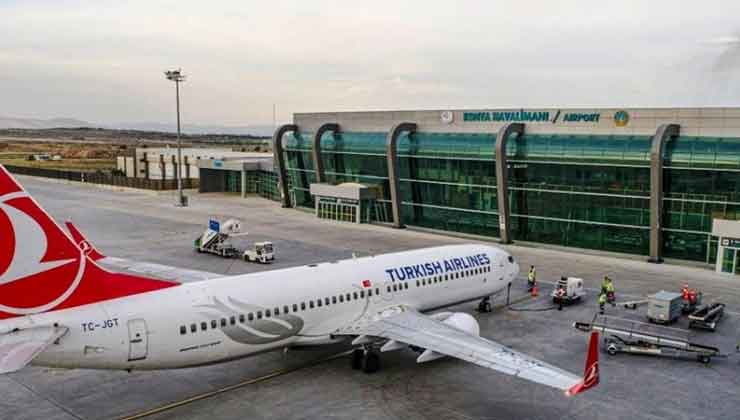 Konya Havalimanı’nda dikkat çeken trafik