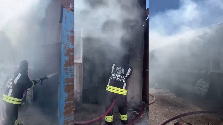 Konya’da çardak yangınında acı olay: 65 buzağı telef oldu