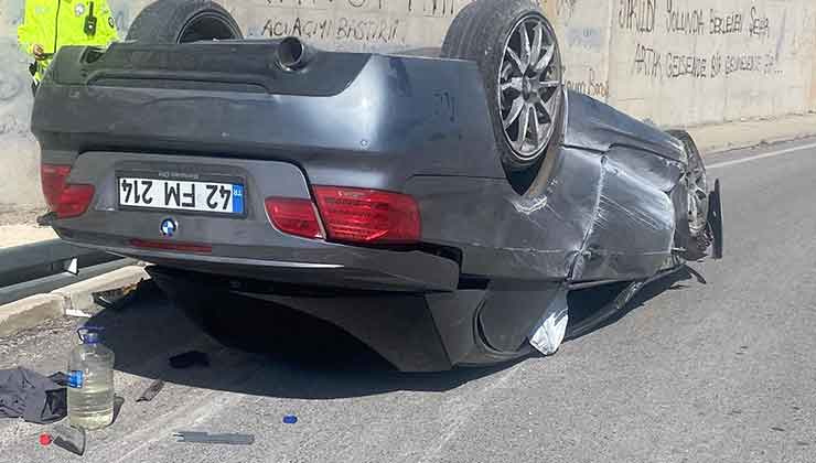 Konya’da otomobilin takla attığı kazada 4 kişi yaralandı